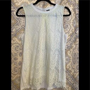 White Lace lined with cotton tank top